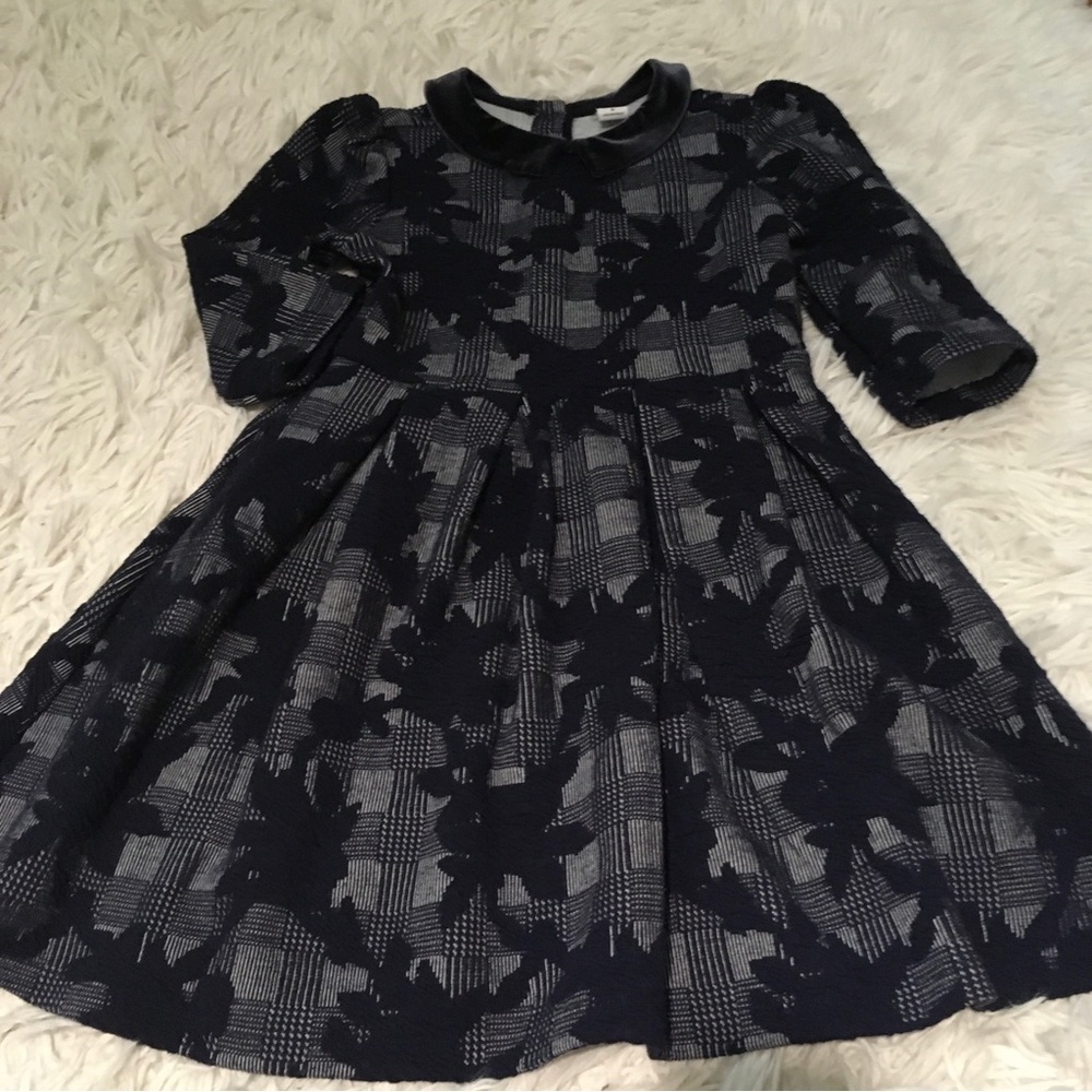 SOLD Janie & Jack Velvet Jacquard Navy knit Holiday Dress